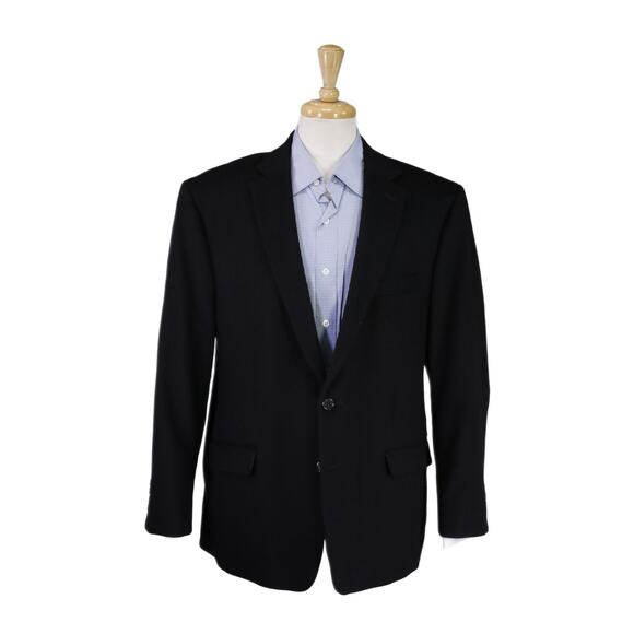 Lauren Ralph Lauren Mens Black Wool Silk Cashmere Flannel Blazer Jacket 46R - Picture 1 of 8